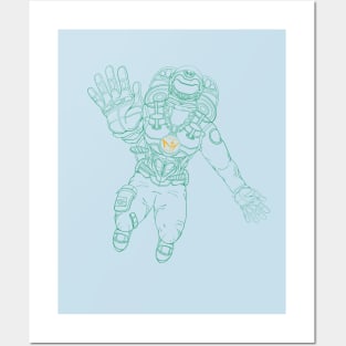MHI Green Outline Spaceman Posters and Art
